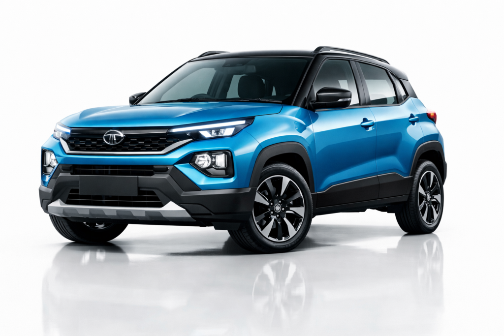 New Tata Punch Facelift 2026 micro SUV in white studio with updated front design